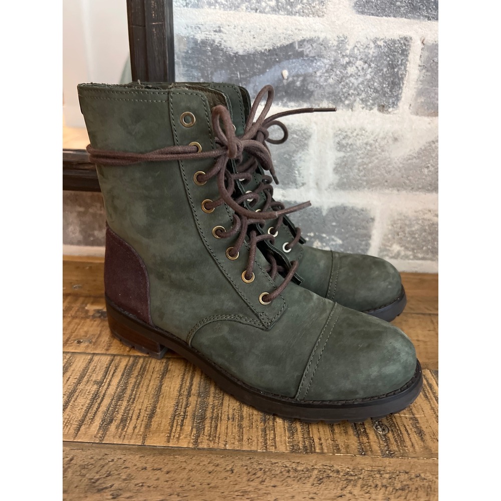 UGG Kilmer Water Resistant Leather Lace Up Booties Combat Boots Side‎ Zip Size 7